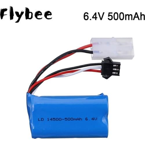2pcs 14500 500mah 6.4V 15C Li-ion Battery for Wltoys 18401 18402 Remote Control Toys Car 6.4 V battery Tamiya/SM/JST/EL-2P/Plug