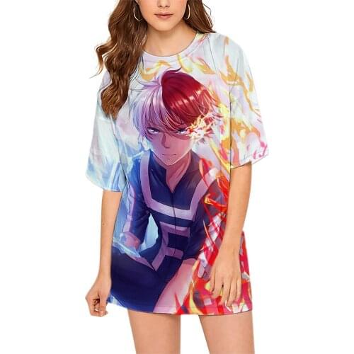 CLOOCL My Hero Academia Fashion Women Short Sleeve Loose T Shirts 3D Print Anime Todoroki Shoto T-shirt Womens Streetwear Tops
