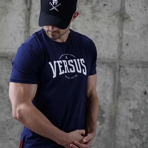 2019 New Bodybuilding Brand Men T-shirt Gyms Casual Short Sleeve O-neck Fitness Letter Print Cotton T-shirt Men Tees