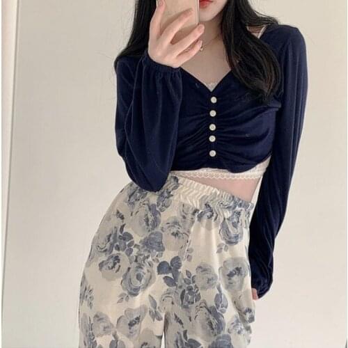 2021 Spring Fall New Indie Y2k Camellia Print Loose Casual Pants Women Casual Korean Harajuku Trouser Female Sweatpants Jogging