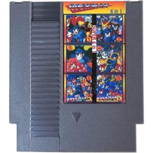 New Arrival 72 Pins 8 bit Game Card Rockman 6 In 1 with game Rock Man 1 2 3 4 5 6