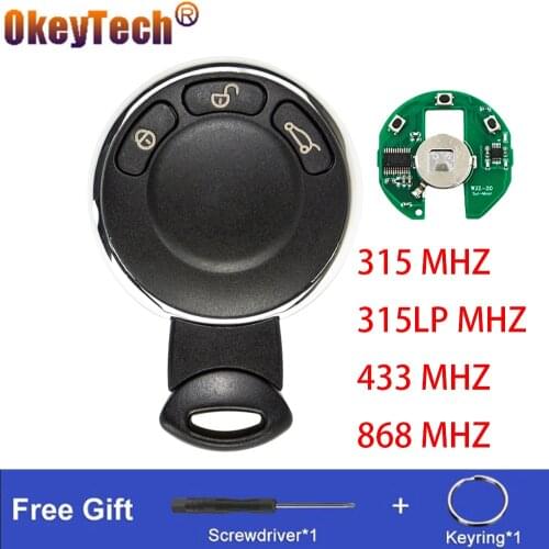 OkeyTech 3 Button Car Key For BMW MINI Cooper Sone D Clubman Countryman Cabrio Insert Blade Key With 315/ 433/ 868MHz ID46 Chip