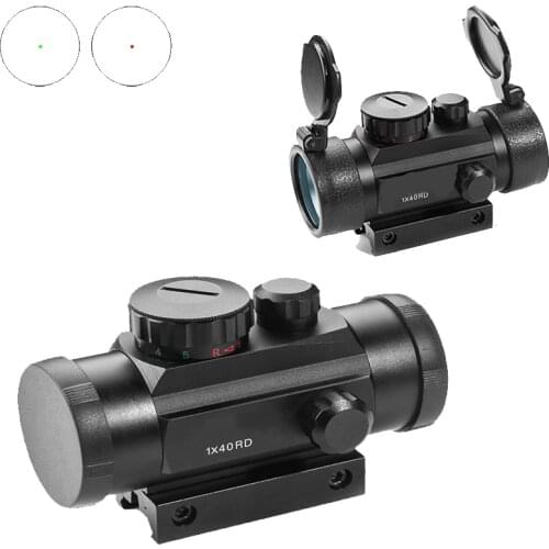1X40 Tactical Red Dot Sight Optics Sight Illuminated Red Green Dot with 11/20mm Rail for Hunting Riflescope