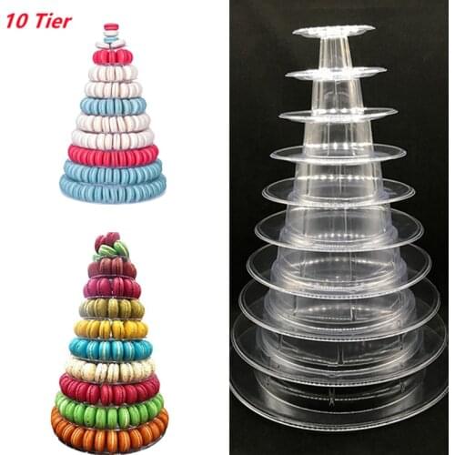10 Tier Tower Macaron Macaron Display Stand Round Cake Stand PVC Tray Birthday Wedding Display Rack Cake Decorating Tools