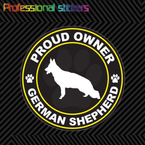 Proud Owner German Shepherd Sticker Decal Self Adhesive Vinyl Dog Canine Pet for Car, Laptops, Motorcycles, Office Supplies