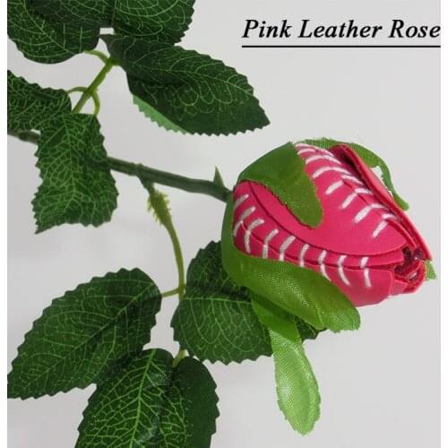 Softball leather pink long stem rose, game, sport, player, gift