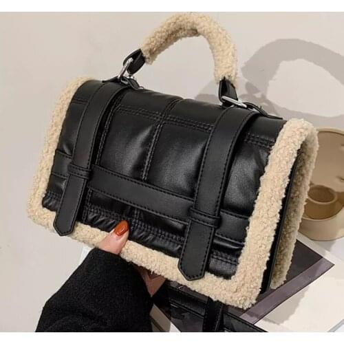Fashion Brands Plush Womens Handbag Lambswool Pu Leather Shoulder Crossbody Bags for Women 2021 Designer Messenger Bag Purses