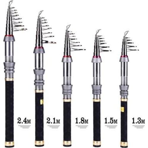 1.3-2.7m Mini Telescopic Carbon Fiber Outdoor Sea Fishing Rod Pole Fish Tackle