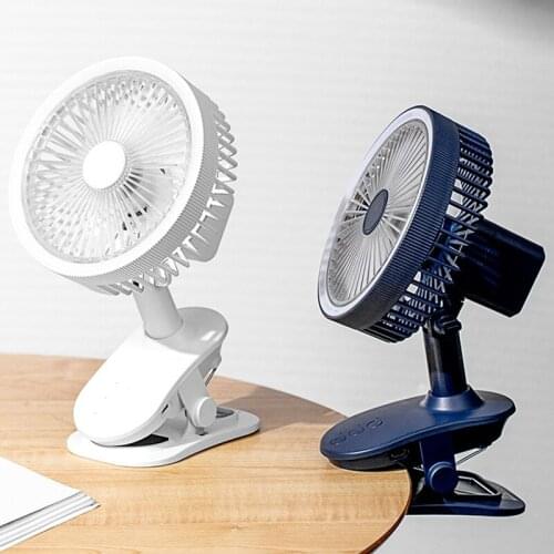 USB Table Fan Clip-on Type Rechargeable 360 Degree Rotation 3 Speeds