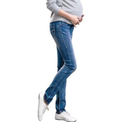Spring Jeans Maternity Pants For Pregnant Women Clothes High Waist Skinny Denim Pencil Pants Trousers Abdominal Pregnancy Jeans