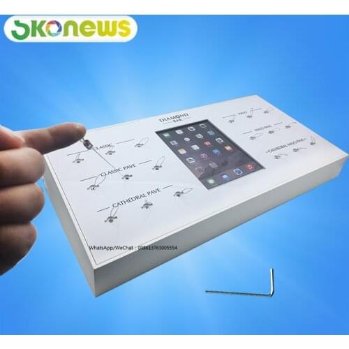 Jewelry display tray wth retractable security steel cable pull box recoiler for ring pendant anti theft in store