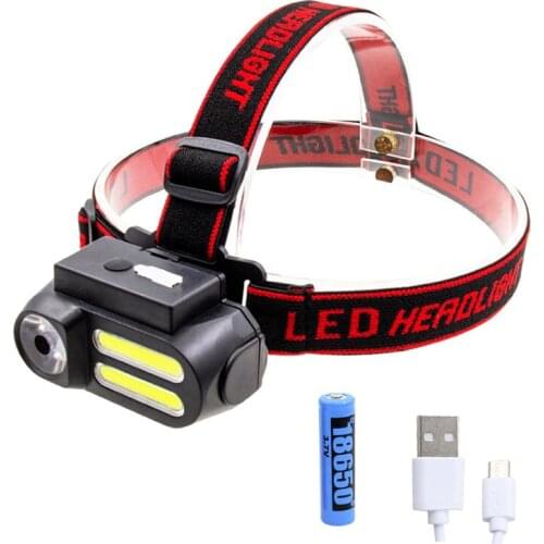 XPE+2 COB LED Headlamp USB Rechargeable Outdoor Camping Fishing Headlight Head Lamp Flashlight Torch Super Bright