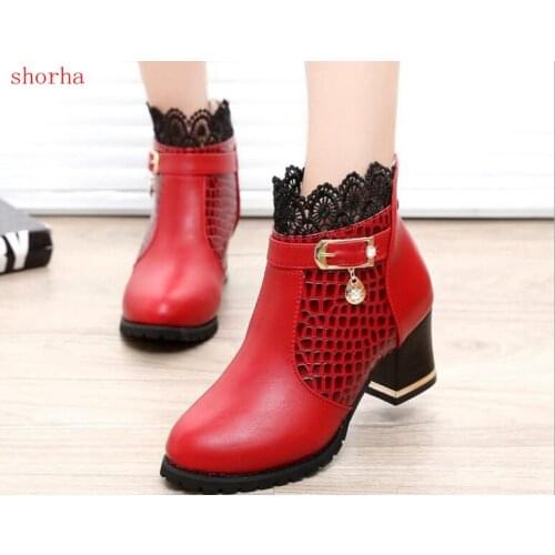 Womens Boots Autumn Winter 2018 Fashion Lace Hollow Out Ladies Shoes Woman Leather Sexy Ankle Boots For Women shoes