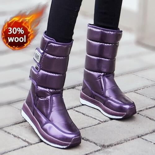 Women snow boots platform winter boots thick plush waterproof non-slip winter shoes boots warm fur botas mujer 2021 Female
