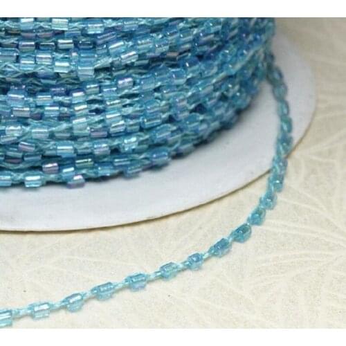 1M Quality Crystal Beads Dark Greens Sequin Fabric DIY Sewing Beaded Trim Applique Collar Cord Guipure Dress Decoration YU26