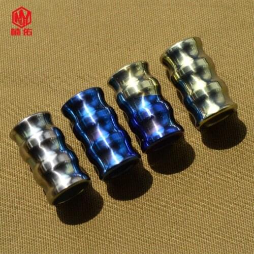 1PC EDC Paracord Beads Titanium Alloy Ripple Pattern Umbrella Rope Cord Lanyard Pendants Knife Beads Outdoor Knife Accessories