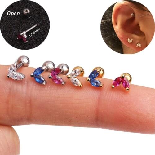 1Pc Clear Small Cz Round Heart Helix Piercing Jewelry Small Cartilage Earring Tiny Tragus Conch Rook Ear Lobe Stud