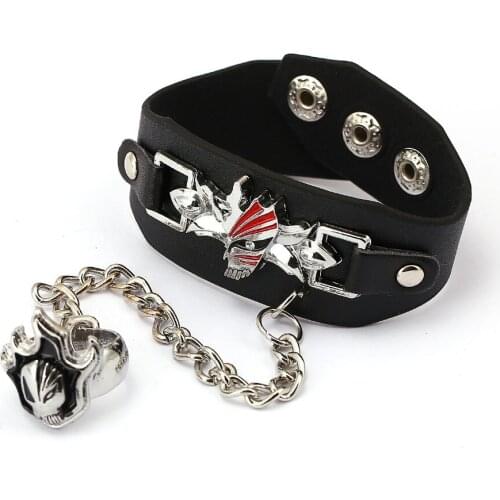 10pcs/lot Bleach Cartoon Jewelry Men Bracelet Fashion Bracelet For Men Gifts Fashion Punk Leather Bracelet Cuff Bangle
