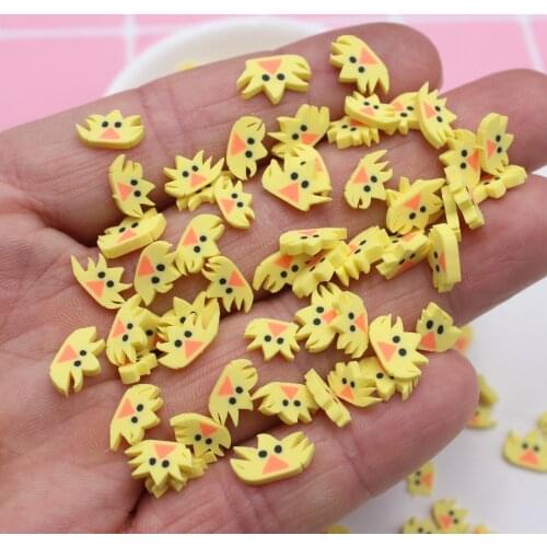 100g/Lot 1cm Cute Yellow Chick Polymer Clay Slices Animal Sprinkles for DIY Crafts Decoration Accessories