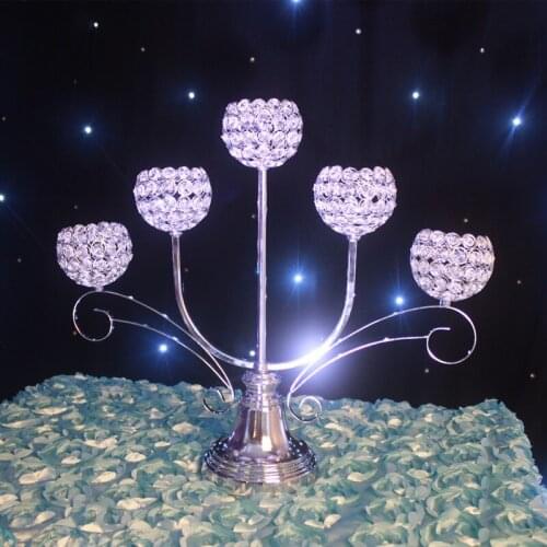 4pcs/lot wedding decoration home decor iron high hollow out crystal candle holders wedding 5 heads candlestick