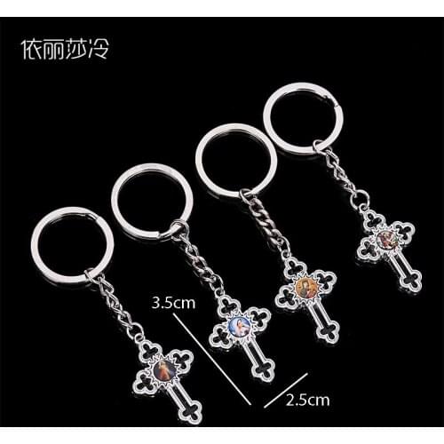48 pieces / Jesus cross keychain, Catholic Santa Maria pray portrait key chain. Mens and womens handbags Jesus cross key ring