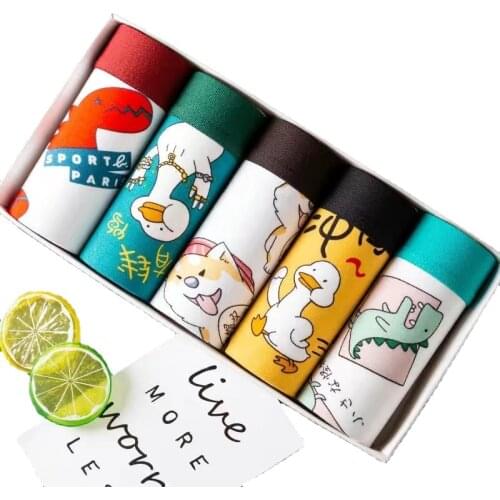 5pcs Men Boxer Sexy Underwear Man Funny Cartoon Anime Panties Ice Silk Men Underwear Comfortable Breathable Soft Underpants
