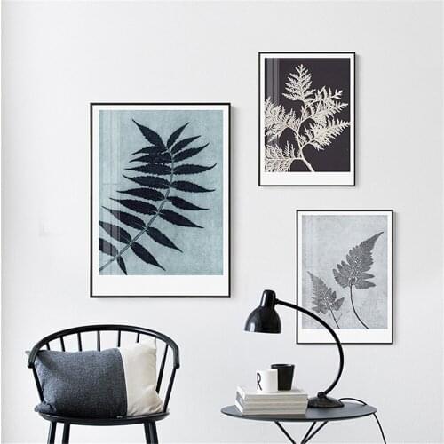 Abstract Leaf Plant Wall Art Poster And Print Green Blue Botanical Pictures Nordic Canvas Painting Modern Living Room Hoem Decor