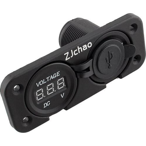 SOONHUA Car Charger Waterproof 2 Port USB Socket Chargers With DC Voltmeter USB Charger For Mobile Phone