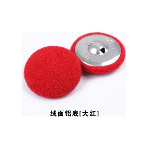 Free shipping 30pcs/lot red suede cover aluminum bottom button coat female cotton cloth covered buttons 15mm-30mm
