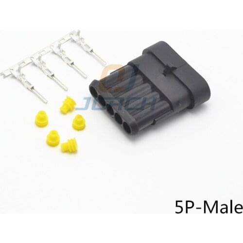 Free shipping 5sets tyco 5pin auto 1.5 series male waterproof cable connector 282107-1