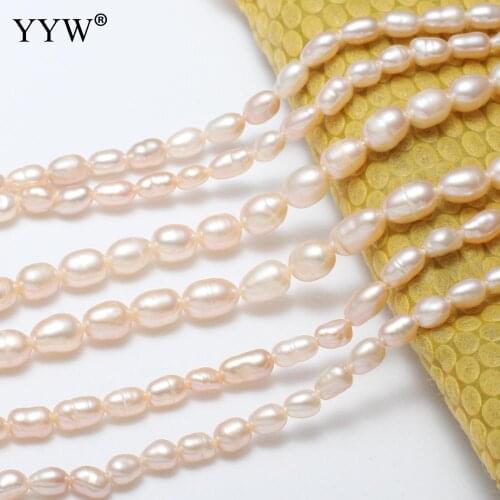 Cultured Rice Freshwater Pearl Beads Natural Pink Grade A 4-5mm 0.8mm 14 Inch Jewelry Making DIY Necklace Bracelet Accessories