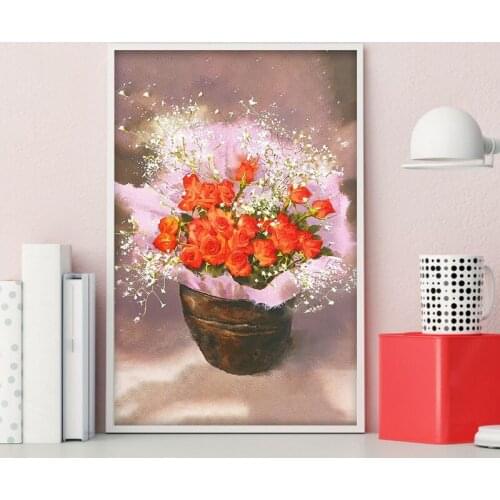 DIY digital painting vase rose lily romantic art decoration painting creative adult hand-painted decompression
