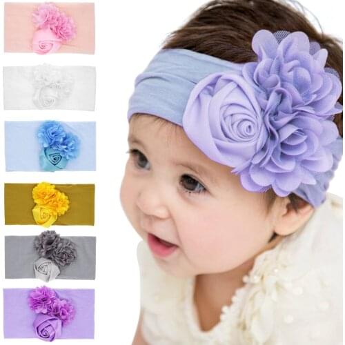 Childrens headband jewelry Newborn baby nylon elastic hair band rose floral rabbit ears wide headband baby hair accessories