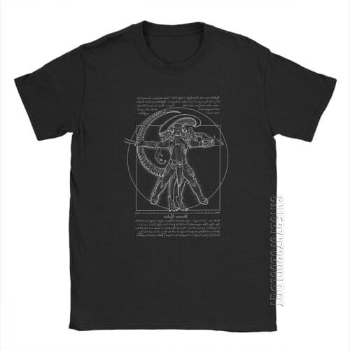 Vitruvian Hunters Negative Alien Covenant Alien Vs Predator T Shirt Men Oversize Tops Funny T-Shirt Cotton Tee Shirt