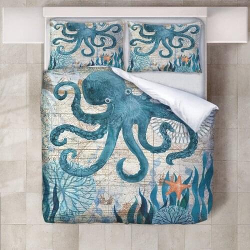 Sea Animal Squid Printed 3d Bedding Set Cartoon Duvet Cover Set Pillowcase Twin Queen King Bed Linen Bedclothes Free Shipping