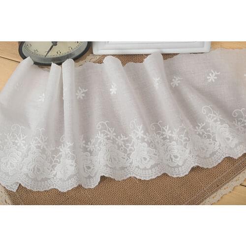 High quality 17cm cotton cloth lace DIY handmade garment accessories White100% cotton embroidered lace fabrics, Womens clothing