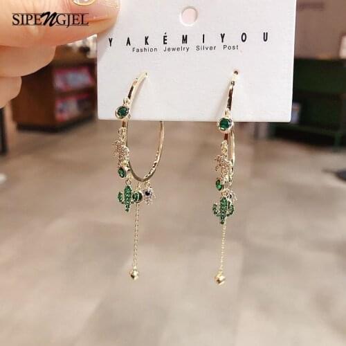 Fashion Summer Hot Sell Green Cactus And Coconut Tree Stud Earrings Big Circle With 6 Sets Earrings For Women Accessories 2020