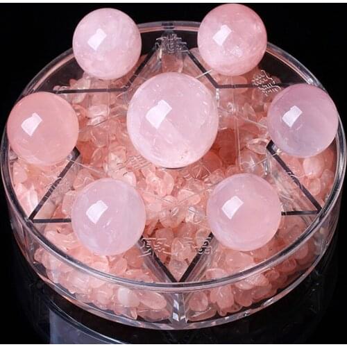 Natural Crystal Ball 7 Chakra Reiki Luky Yoga Healing Crystal Sphere Beads Seven Star Array Base Manual Sculpture Home Decor