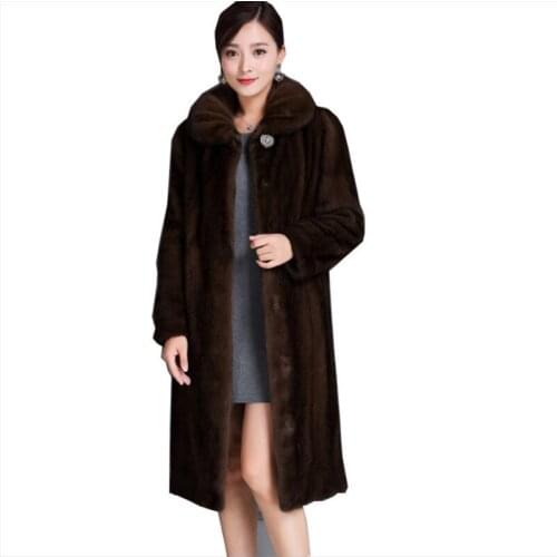 Mink Fur Coat Female Faux Fur Long section Faux Fur Coat Temperament Casual 6xl Plus Size Women Jacket Black Plush Coat Ladies