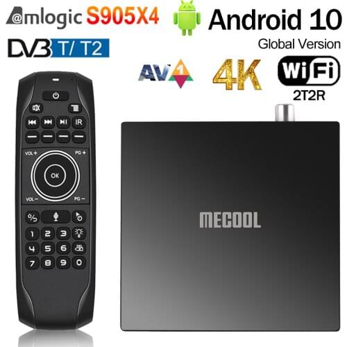 2021 Newest MECOOL KT1 DVB-T2 Amlogic S905X4 Android TV 10 DVB Set Top Box 2GB 16GB AV1 BT4.2 Dual WiFi 2.4G/5G LAN Media Player