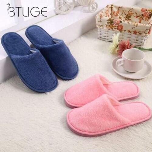 New Winter Soft Plush Warm Cotton Slippers Indoor Floor Non-slip Silent Men Women Slippers For Home