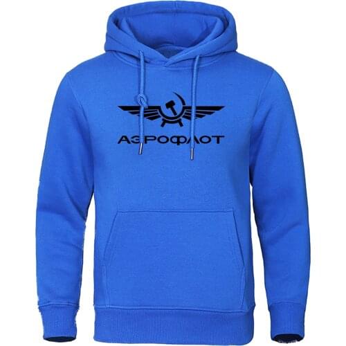 Autumn Fleece Warm Sweatshirt Mens Hoodies Stylish Aeroflot CCCP Civil Aviation Russe Airforce Pullover Fashion Men Streetwear