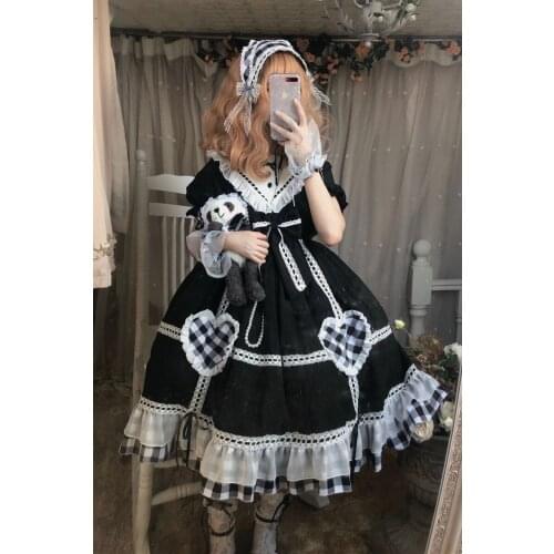 Palace Princess Sweet Lolita Dress Retro Sailor Collar Falbala High Waist Victorian Dress Kawaii Girl Gothic Lolita Costume