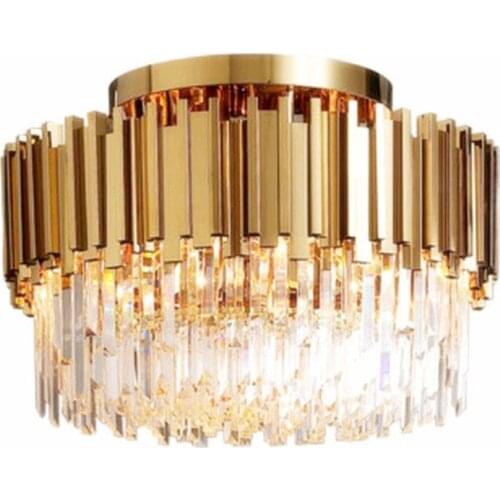 Luxury LED Crystal Ceiling for Living Room Modern Gold Round Lamp Led Home Interior Lighting Fixtures