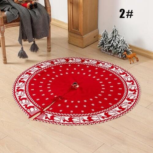 Christmas Decoration Christmas Tree Skirt Christmas Elements Printed Foldable Knitted Xmas Tree Decoration For Home Restaurant
