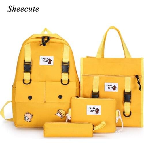 Girls School Backpack Student Shoulder Bags Large Capacity Laptop Backpack Kids Bookbag 4pcs/set Children School Bag Softback