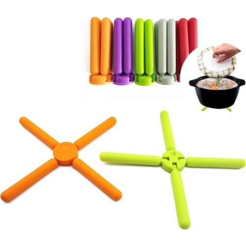 Silicone Pot Placemat High Temperature Resistance Cross Shape Kitchen Accessories Dinning Bowl Pad Foldable Heat Insulation Mat