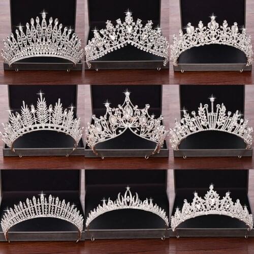 Wedding Hair Accessories Bridal Crowns and Tiaras Silver Color Crystal Rhinestone Wedding Crown Bride Tiara Headpiece Diadem