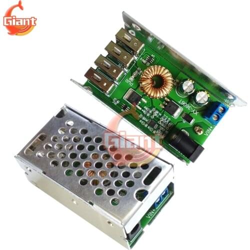 DC-DC 12V to 5V 5A 25W Buck Power Supply Module Step Down Converter Module DIY 4 USB Port For Car Motorcycles Battery Charging