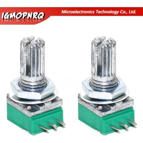 50pcs RK097N 5K 10K 20K 50K 100K 500K B5K with a switch audio 3pin shaft 15mm amplifier sealing potentiometer